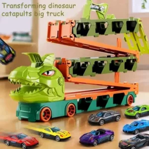 Foldable Long Car Racing Track Truck With Metal Cars